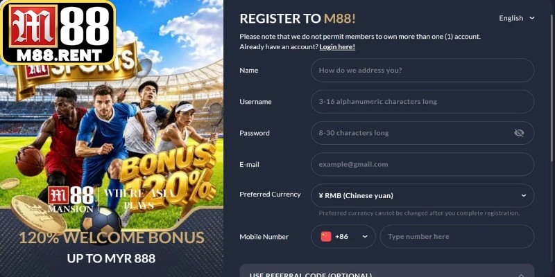 Quá trình đăng ký M88 cực đơn giản